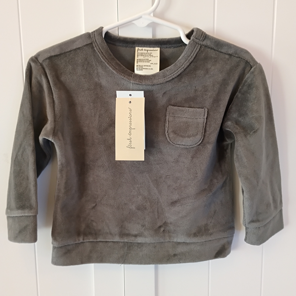 Toddler Plush Crewneck Top in Gray - Soft Everyday Shirt